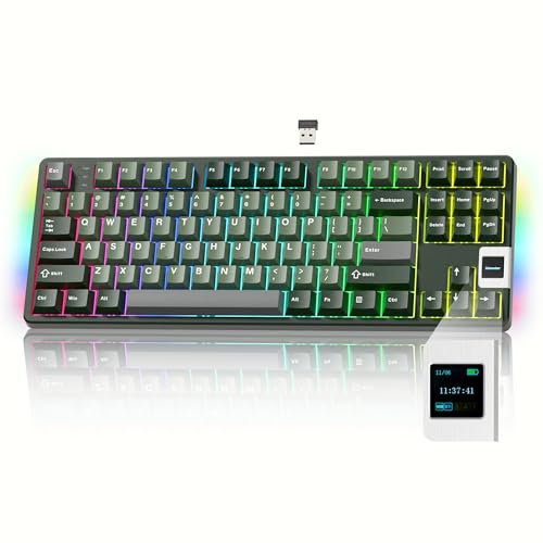 Rainy75 QK87 Clavier 75 % avec écran multimédia, clavier de jeu sans fil QMK/VIA, clavier mécanique crémeux, joint personnalisé RVB à 3 modes, remplaçable à chaud pour Windows et Mac, interrupteur