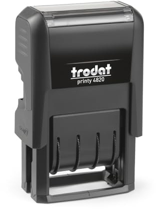 Trodat Printy 4820 Self Inking Date Stamp, Day Month Year, 10 Year Date Band, 25 x 4 mm Impression, Black Ink, Office Document Dater