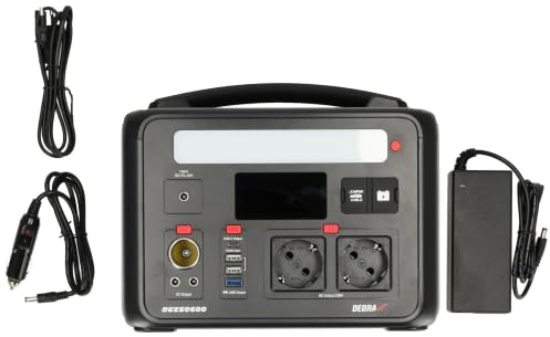 Powerstation DEDRA Stark 600W, Tragbare Powerstation 640Wh/50 Ah, LiFePO4 Akku, Ladestation für Outdoor, Camping und Stromreserve, LED, LCD Bildschirm, Arbeitstemperatur -20℃ +55℃ IPX0 schutz, AC/USB
