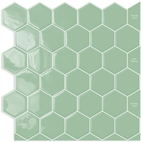 Sage Green Hexagon Peel and Stick on Wall Tiles Backsplash