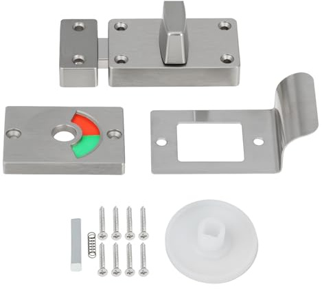 ECSiNG Kit Serratura Per Porta Del Bagno Con Indicatore Di Blocco Rosso E Verde Libero E Occupato In Acciaio Inossidabile