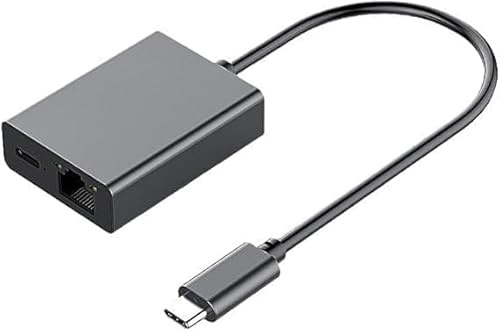 DUOBAGMA USB C to Ethernet Adapter 100Mbps, USB-C to RJ45 LAN Ethernet Network Adapter with 100W Charging Port Type-C 100Mbps Network Adapter Ethernet Adapter for Fire TV Stick/Phone/MacBook Air/Pro