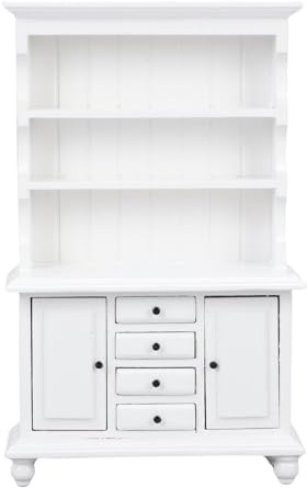 Hamwesh Miniaturschrank, Miniaturmöbel Im Maßstab 1:12 mit Aufklappbarer Türschublade, Hölzernes Puppenhaus Bücherregal, Schrank, Puppenhaus Bücherregal, Möbeldisplay, Vitrine, (White)