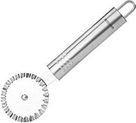 Fackelmann 40449 Roulette à pâtisserie, roue à pâte, roue à découper, Acier inoxydable, 18 cm, diamètre 5,7 cm, Gris