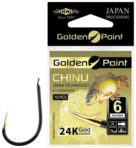 10x Karpfen Angelhaken 24k vergoldet Gold-Carbon MIKADO CHINU Japan Qualität, Größe:10