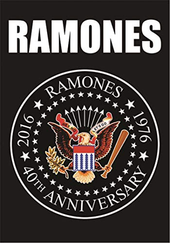 Heart Rock Bandiera Originale Ramones - 40TH Anniversary Logo Tessuto, Multicolore, 110x75x0.1 cm