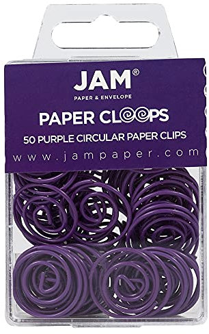 JAM PAPER Kreisförmige Büroklammern - Runde Büroklammern - Violett - 50/Packung