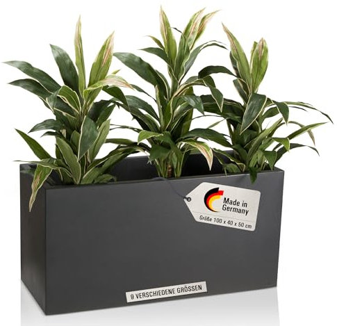 DECORAS Pflanztrog/Blumentrog (Anthrazit-Matt) - Großer, robuster Kunststoff-Blumenkübel für Garten & Terrasse - Winterfester Pflanztopf - UV-beständig (Länge: 100 cm/Breite: 40 cm/Höhe: 50 cm)