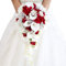 IFFO Bouquets de mariée avec Fleurs de lys Calla artificielles, Diamants et Perles Roses, décoration de fête de Mariage (Rouge)