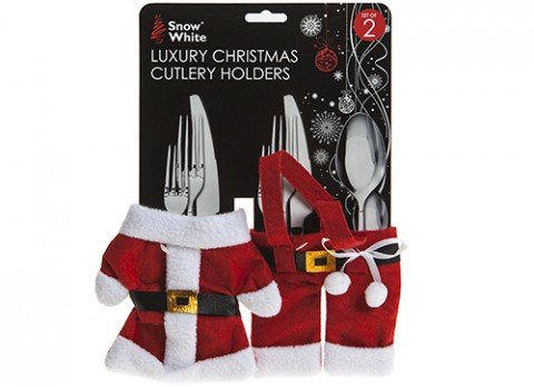 PMS Set of 2 Luxury Christmas Cutlery Holders ON Backing CRD