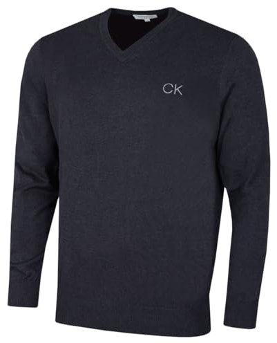 Calvin Klein Golf Mens V-Neck Tour Sweater - Denim Marl - L