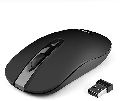 LeadsaiL, kabellose leise USB-Computermaus für Laptop, wiederaufladbar, geräuschlose klick-Mäuse, 2400DPI mit 5 einstellbaren Stufen für Windows 7/8/10/XP/Vista/Mac/Macbook Air/Linux - Schwarz