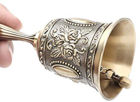 HEEPDD Hand Glocke, Weinlese Zink Legierungs Abendessen Handbell Vielzweckanruf Service Glocken für Haupthochzeits Dekorations Stab Weihnachtsmann Weihnachts Geschenke