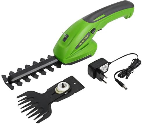 WORKPRO - Cizalla para césped con 2 Cuchillas, batería de 1500 mAh, Cargador para Corte, podado