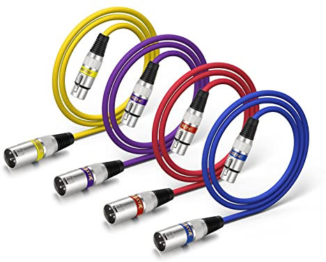EBXYA XLR Cable Microphone Cable 1M 4 Packs Balanced Male to Female XLR Patch Cables for PA System, Studio Recorder, Amplifier, Mixer