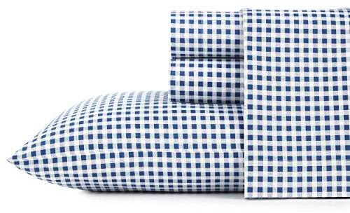 Poppy & Fritz - Bettwäsche-Set, Baumwollperkal, knackig und cool, leichte Heimdekoration (Gingham Plaid Navy, Twin XL)