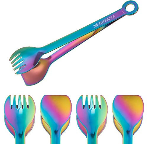 MSY BIGSUNNY Kleine Servierzange – 15,2 cm Premium Edelstahl Vorspeisenzange Set von 4 (schwarz, 15,2 cm)