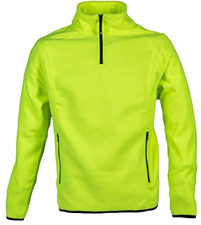 JRC Torino 993119 Felpa in Pile antipilling da Uomo 100% Poliestere Chiusura Zip Corta nastrata Tasche Laterali Giallo Fluo (L)