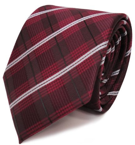 TigerTie Designer Krawatte in rot weinrot grau schwarz gestreift