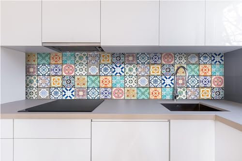 DIMEX Küchenrückwand Verbundplatte AZULEJOS 240 x 60 cm | Spritzschutz Küche für Herd Spüle | Premium Qualität, Acrylglas - Plexiglas, Stärke 5 mm - Made in EU | Inklusive Kleber