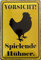 Deko7 Blechschild 30 x 20 cm Vorsicht ! Spielende Hühner