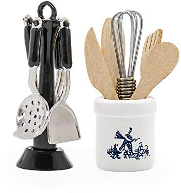 Odoria 1/12 Utensili Cucina Miniatura Utensileria Accessori Casa Bambole, Nero
