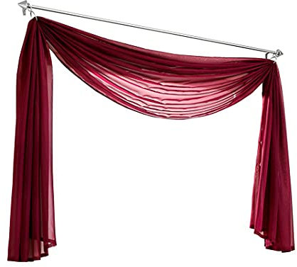 Ricemru Extra Lang Querbehang Freihanddeko Weinrot Vorhangschal Transparentem Voile Querbehang Gardine Schals Hochzeit Bogen Dekoration Wohnzimmer Schlafzimmer,140x400cm