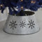 Light Up Christmas Tree Skirt LED Lights Snowflake 3 Piece Silver Metal Base Cover