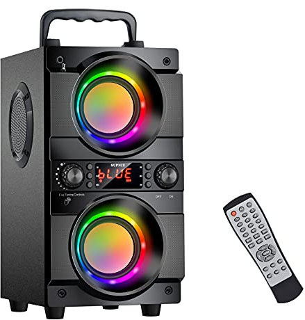 SUPNIU Cassa Bluetooth 5.0 da 100 Piedi, Potente 60 W (80 W di picco) con Doppio Subwoofer Bassi Potenti,Altoparlante da Esterno Senza Fili/Luci Lolorate LED/HD Stereo,per Casa/Feste/Viaggi