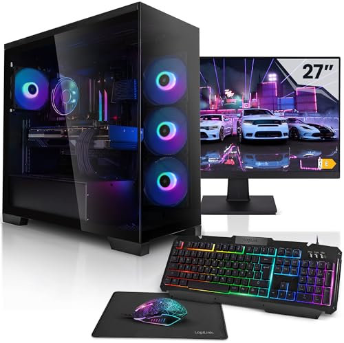 Megaport Komplett 27 Set Gaming PC Intel Core i7-12700F • Windows 11 • GeForce RTX4070 12GB • 32GB DDR4 • 1000GB M.2 SSD • WLAN • Tastatur • Maus pc Gaming komplettpaket