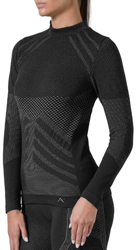 Risalti Maglia Termica Donna Manica Lunga Energy - Lupetto Traspirante a Compressione, Intimo Termico Senza Cuciture ed Etichette per Sci, Trekking, Running, Ciclismo - Made in Italy