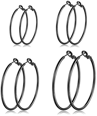 Creolen Silber 925 Ohrringe Groß 30/40/50/60mm- Große Huggies Creolen Weißgold Damen Ohrringe Silber 925 Set Piecing Schmuck zum Dankeschön Geburtstag Nikolaus Weihnachten Damen Herren Geschenke
