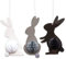 Papierdrachen 3 Waben-Osterhasen mit Seidenpapier zum Aufhängen und Dekorieren - Größe 25x12 cm - ideale Osterdekoration für Sträucher und Äste - wiederverwendbar - weiß, schwarz - Set 4