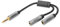 DIGITUS Stereo Headset-Adapter - 2x 3,5mm Buchse auf 3,5mm Klinke - Mikrofon-Adapter - Kopfhörer-Adapter - vergoldete Kontakte - 0,2m - schwarz - für Smartphones, Computer, Laptop, Game-Controller
