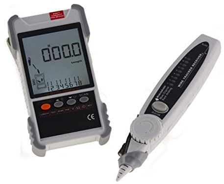 KALEA-INFORMATIQUE Professioneller digitaler LCD-Tester für RJ45 RJ11-Netzwerke. Mapping, Durchgängigkeit, Länge, POE, Spannung, Ortung, Taschenlampe - VP616 - Wiederaufladbar.