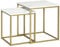 HOMCOM Lot de 2 Tables Basses gigognes Tables carrées Plateau Blanc Aspect marbre et Pied en Acier doré