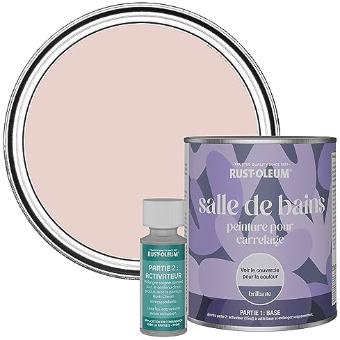 Rust-Oleum Pink Water-Resistant Bathroom Tile Paint in Gloss Finish - Pink Champagne 750ml