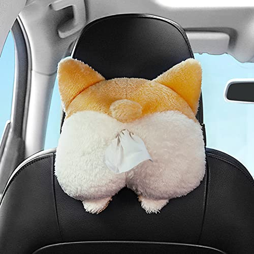 Porta Fazzoletti per Auto in Morbido Peluche Porta Fazzoletti per Auto da Appendere Organizzatore Portatile Cartone Animato Gatto Corgi Butt Porta Tovaglioli Porta Fazzoletti per Auto Casa Bagno(A)