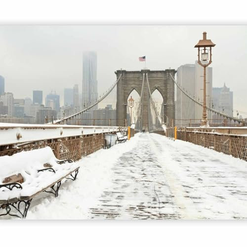 murando Fototapete selbstklebend Landschaft 343x270cm Foto Tapete Tapetenfolie Möbelfolie Wandverkleidung Wandtapete Motivtapeten Bildtapete Wohnzimmer 3d Effekt New York Stadt Amerika Brooklyn Bridge