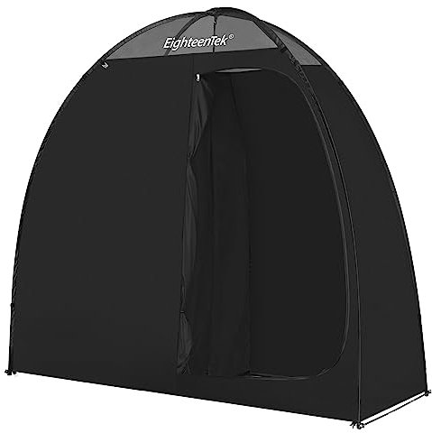 EighteenTek Camping Shower Tent Changing Room with Fixed Floor 2 Rooms Outdoor Pop Up Camping Toilet Portable Privacy Dressing Shelter with Carry Bag 83x43x80