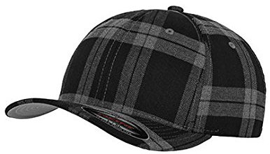 Flexfit Caps Wooly Combed Cap Delta Tartan Glen Unisex Cap Baseball XXS-XXL Basecap Mütze, S-M, 1x Tartan Plaid Black/Grey & 1x HL-Kauf Notizblock