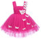 FYMNSI Robe de Princesse pour Bébé Fille - Baptême, Mariage, Soirée - Tulle avec Papillon - Rose, 18-24 Mois