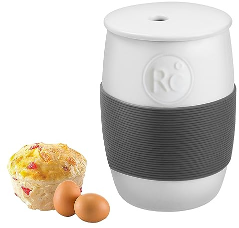 Professional Ceramic Egg Cooker for Microwave, Quick Scrambled Egg Maker Holds Up to 4 Eggs, Easy & Healthy Breakfast Microwave Cooker Great for Mug Cake, Muffin, Omelet, 100% Food Safe