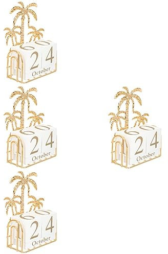 Ciieeo 4 Stück Kalenderdekoration Tischplatte Tägliche Kalenderblöcke Holzwürfel Kalender Ewiger Tischkalender Ewige Tischkalenderblöcke Schreibtisch Aus Holz Anlage Quadrat Büro Hölzern