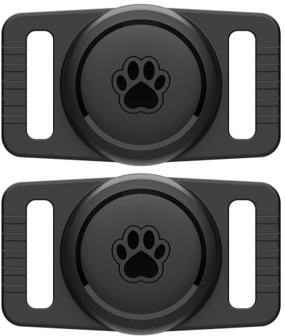 GOCII Airtag Hundehalsband-Halter, wasserdicht, für Apple AirTag, Silikon-Air-Tags-Hülle für Katzen- und Hundehalsbänder, Schwarz, 2 Stück