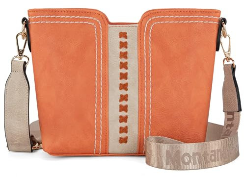 Montana West Kleine Umhängetasche für Damen, Umhängetasche, Schulterhandtasche mit breitem Gitarrengurt, Pale Tigerlily