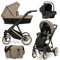 Kunert® IVENTO 3 in 1 Kinderwagen Kombikinderwagen komplettset I incl. Babywanne & Buggy Sportsitz & Auto-Babyschale mit Wickeltasche/Regenschutz +Fußsack I IVE 10 CARAMEL MACCHIATO/GOLD FRAME