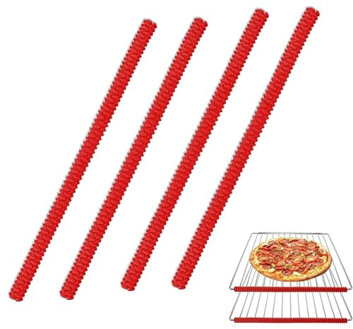 4 PCS Oven Guards Oven Rack Shields Oven Rack Covers Oven Shelf Protectors Oven Shelf Edge Guards Oven Rack Protectors Oven Protector Oven Guards Safety Protection Toaster Baking Edge Shields(Red)