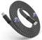 Magtame USB C Charger Cable, 5ft Coiled, Flat Nylon Braided Type C Fast Charging Cord, Magnetic, 60W (3A), Compatible for USB C Devices, Samsung Galaxy, Black