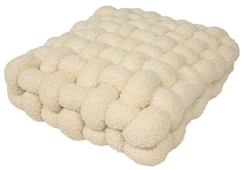 BAISHIXIONG Kissen Deko Kuschelkissen Plüsch-Knoten-Ball-Kissen Geknotetes Kissen Knot Kopfkissen Dekokissen flauschig Zierkissen geflochten für Sofa, Bett, dekorativ,I,30×50×12CM